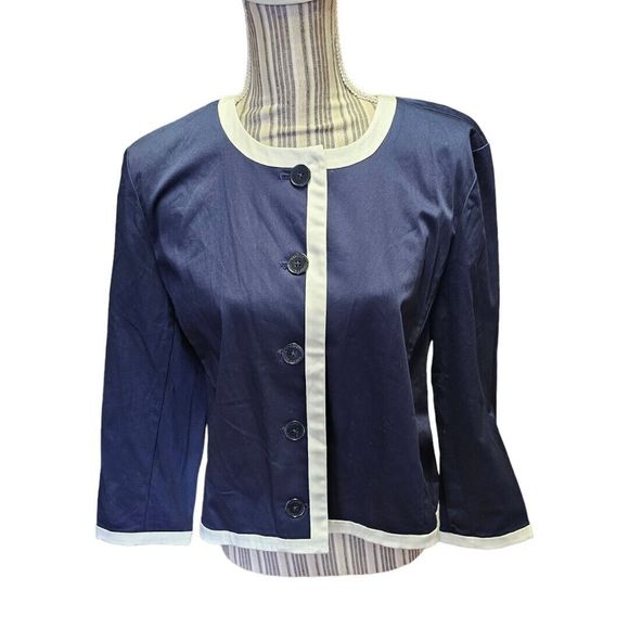 Lauren Ralph Lauren Jackets & Blazers - Ralph Lauren Women's SZ L Blazer Jacket Women Blue Solid Cotton career piece